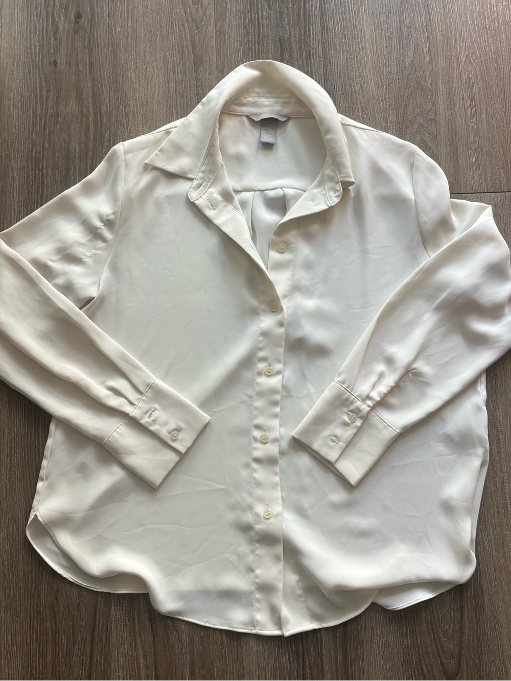 H&M Cream Satin Button-Down Blouse